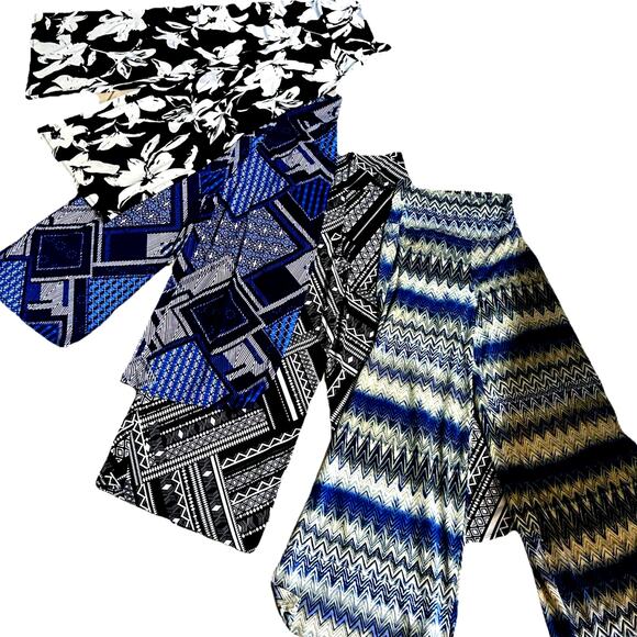 Lot 4 BOHO Palazzo wide leg pants graphic print hippie gypsy club Geo Festival - Picture 1 of 12